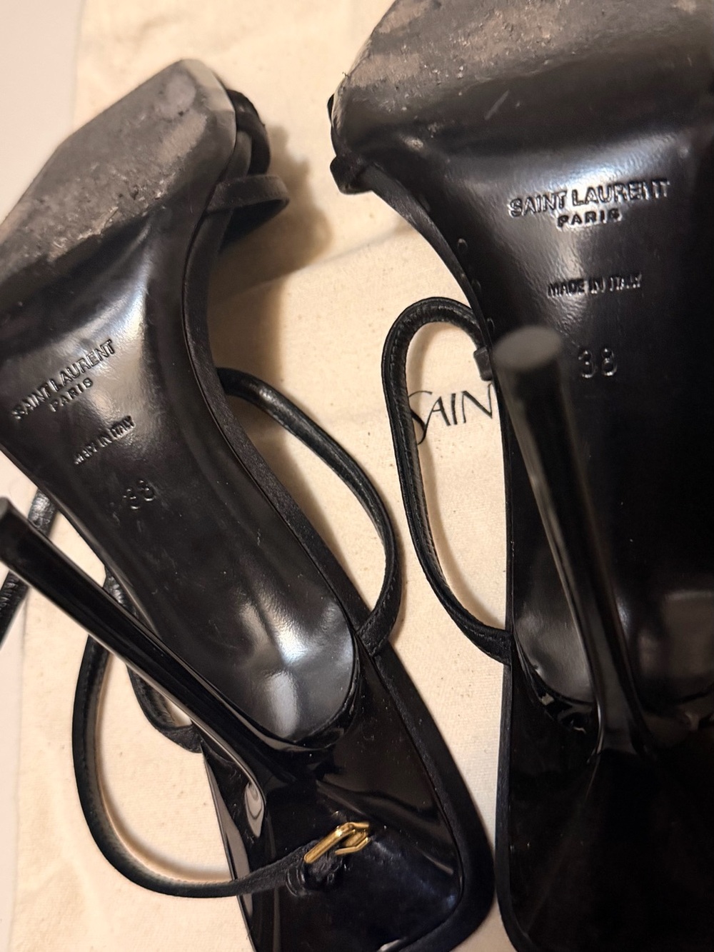 Saint Laurent Black Multi-Strap Heels - Picture 5 of 7